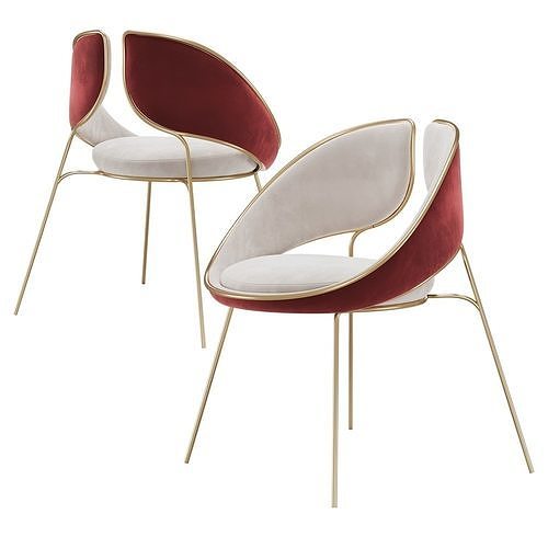 Hyoku Contemporary Design Red Dining Chair 3D model