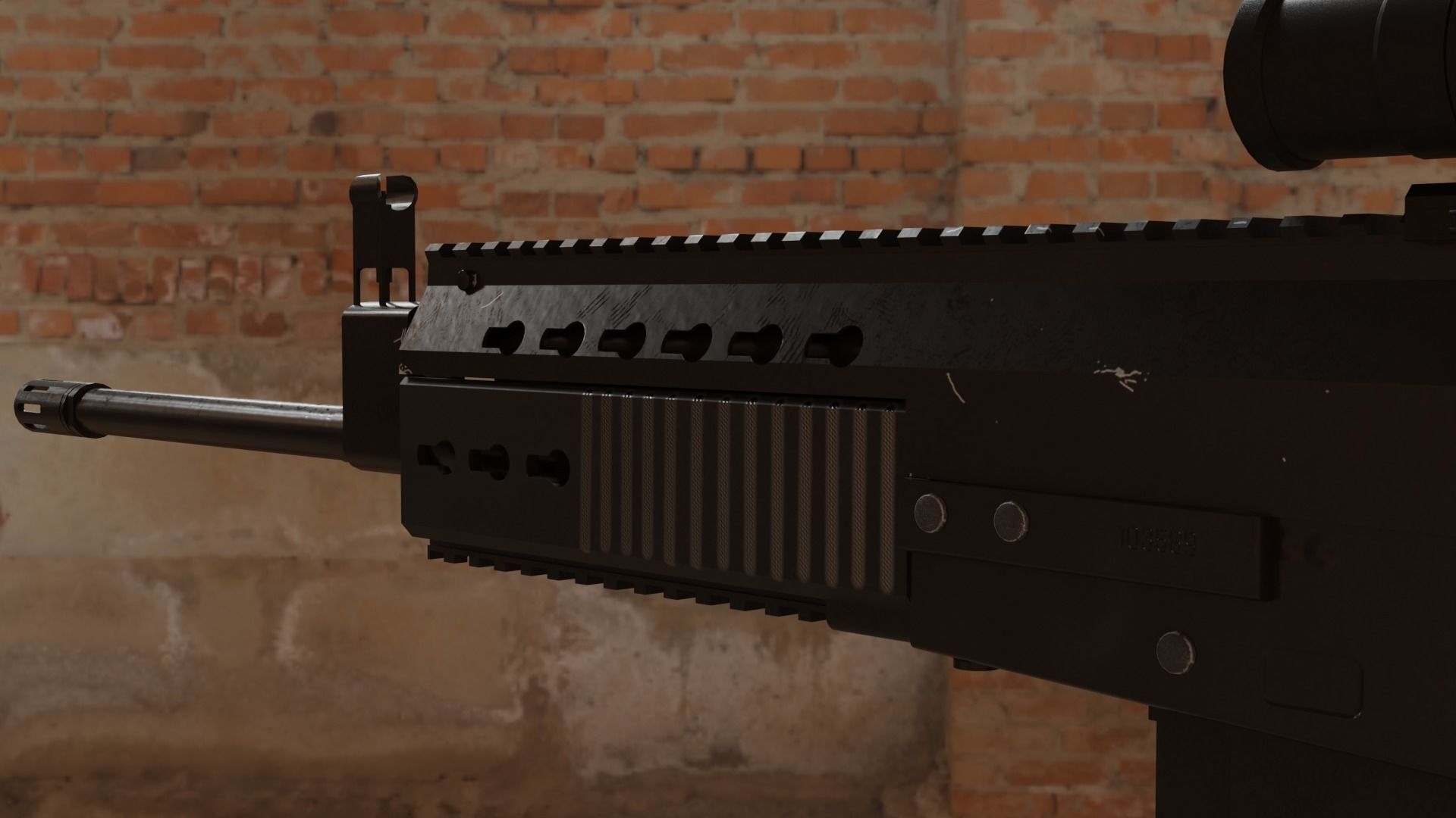 Modern military assault rifle with optic Low-poly 3D model_4