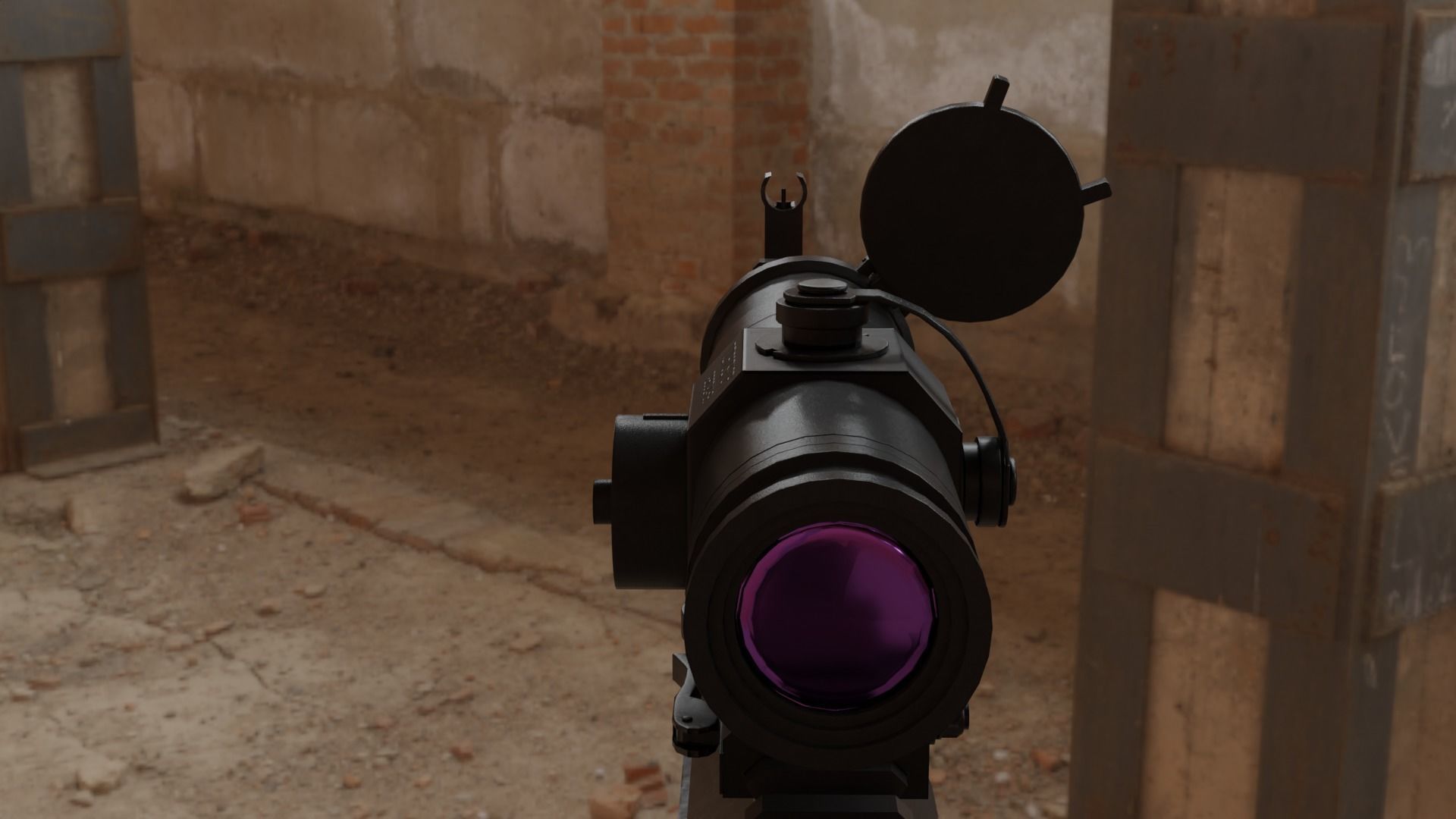 Modern military assault rifle with optic Low-poly 3D model_8