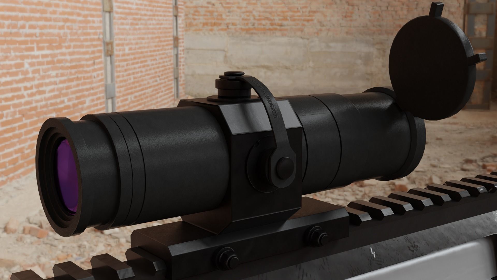 Modern military assault rifle with optic Low-poly 3D model_7