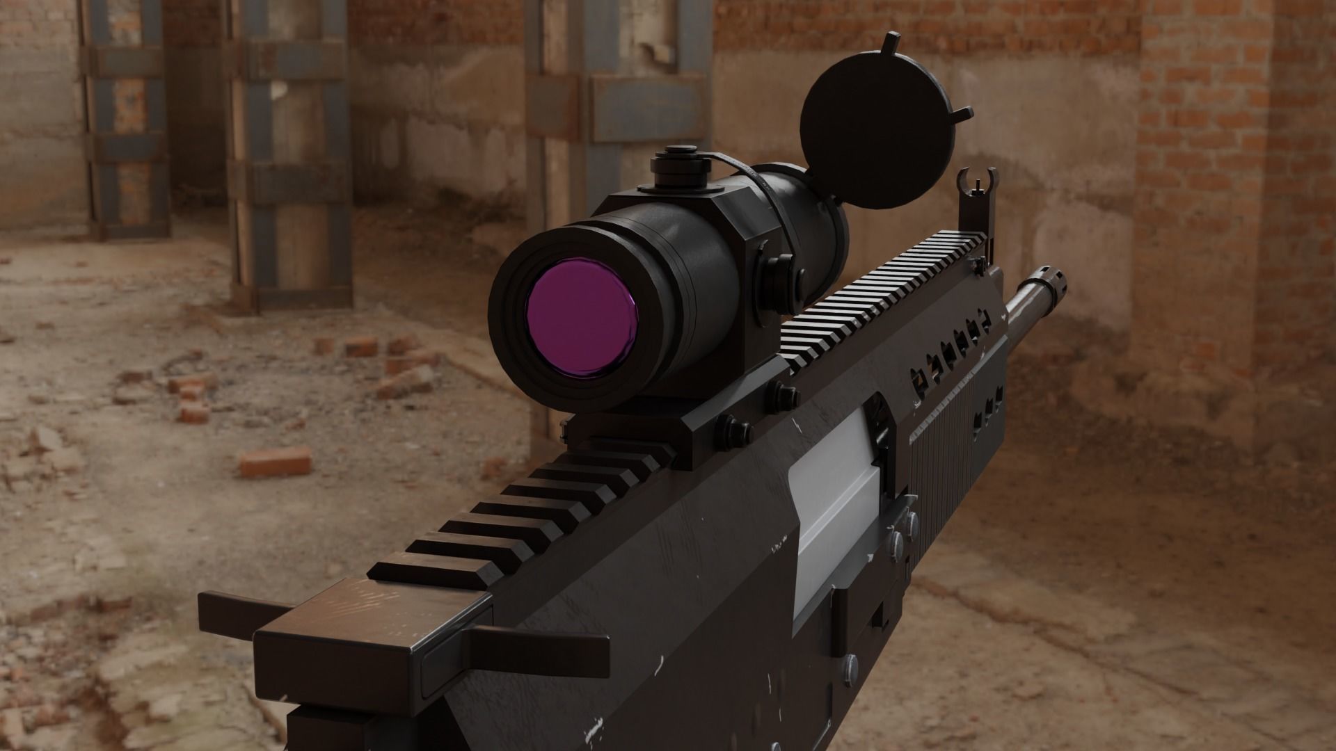 Modern military assault rifle with optic Low-poly 3D model_3