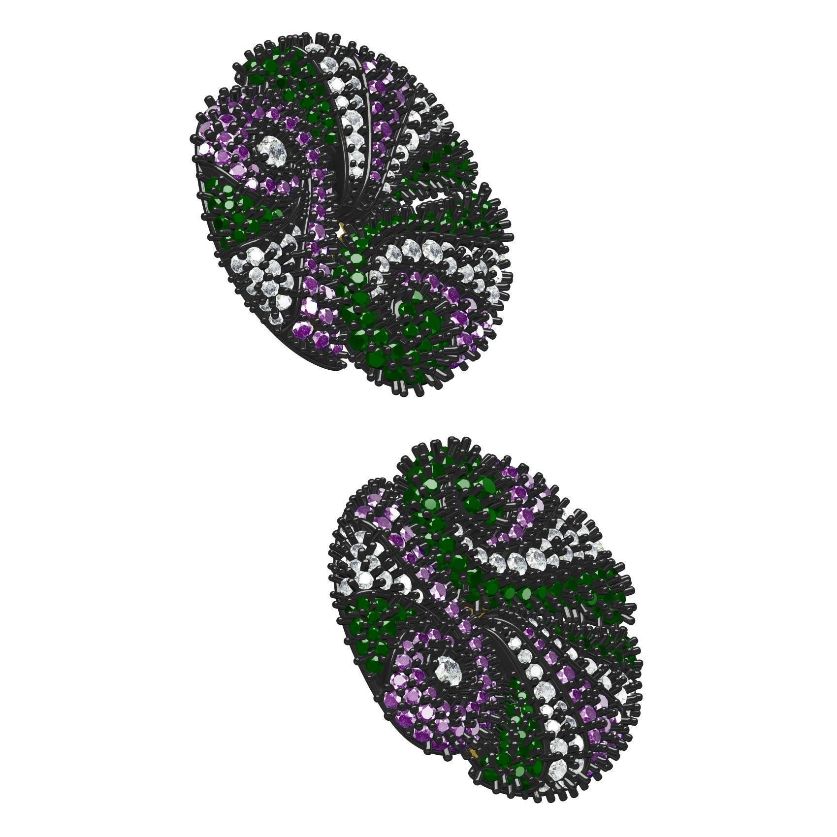 Beautiful Multicolor Diamond Stud Earring 3D print model_4