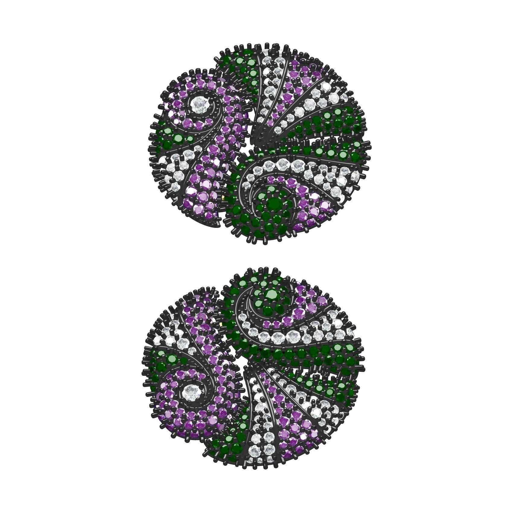 Beautiful Multicolor Diamond Stud Earring 3D print model_8