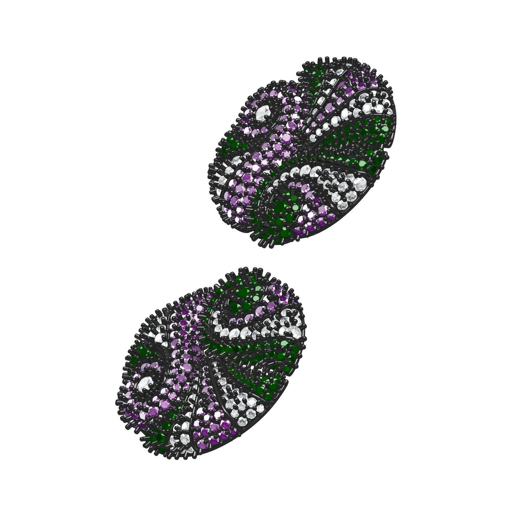Beautiful Multicolor Diamond Stud Earring 3D print model_3