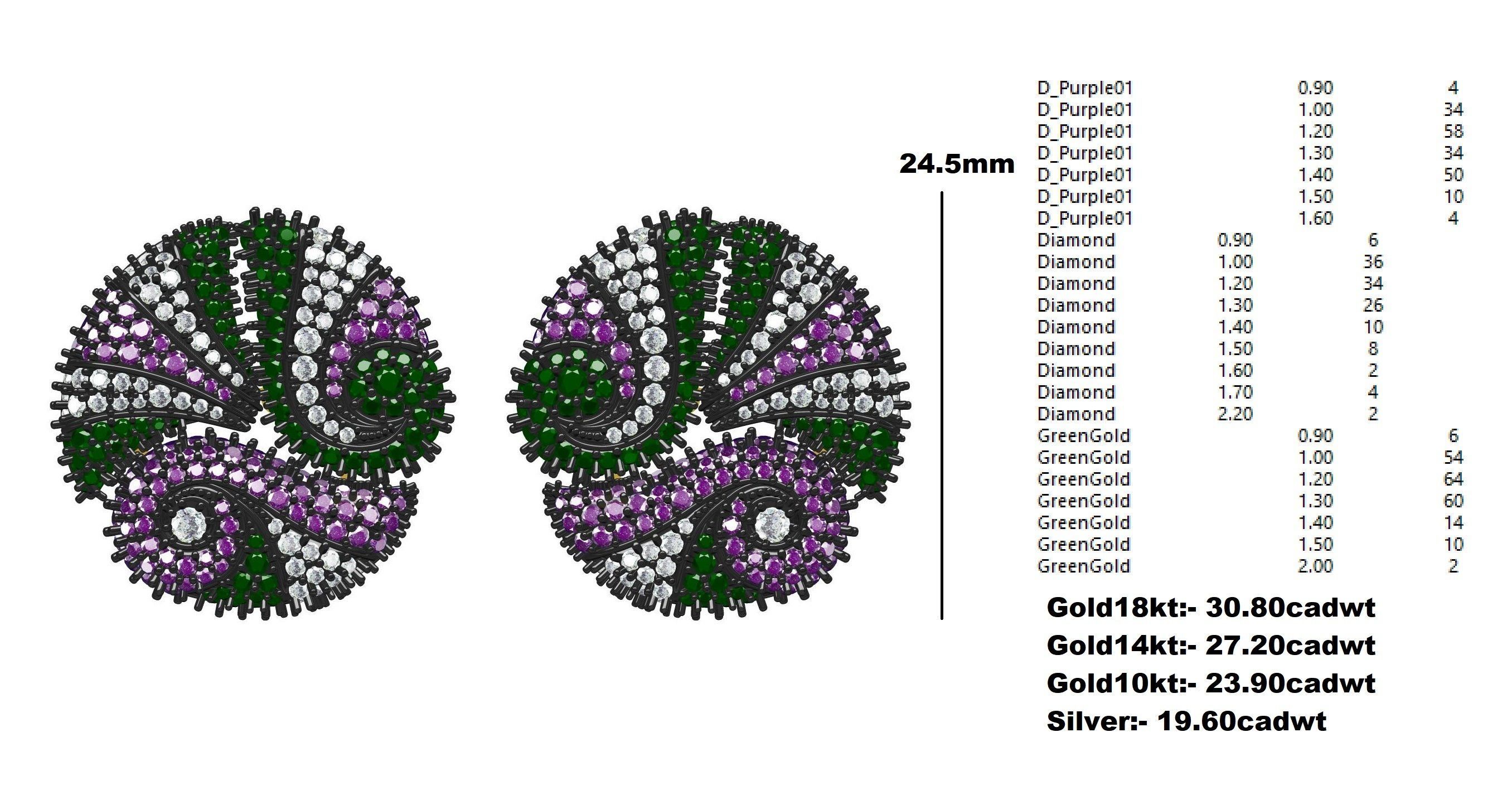 Beautiful Multicolor Diamond Stud Earring 3D print model_12