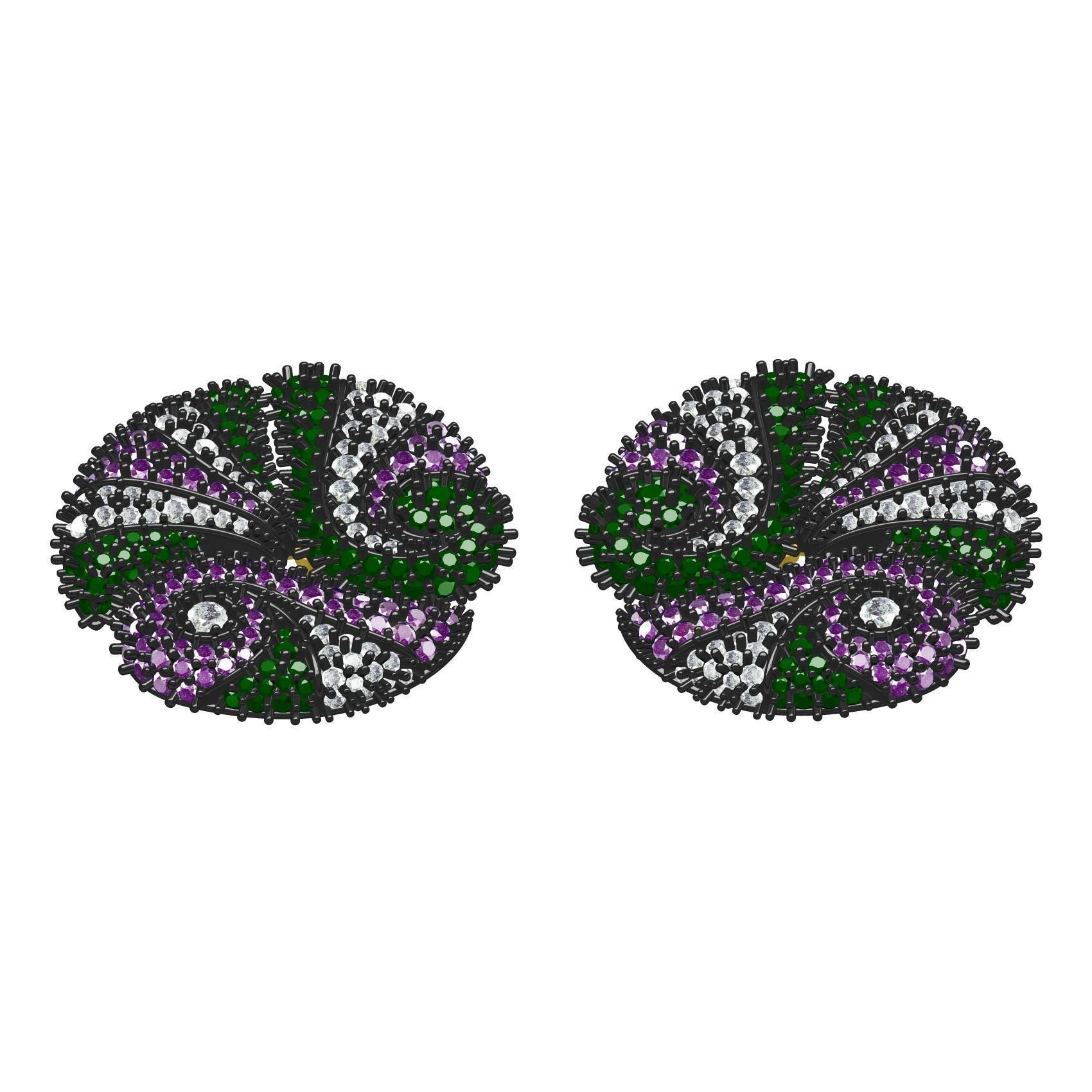 Beautiful Multicolor Diamond Stud Earring 3D print model_2