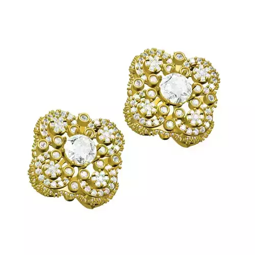 Antique Floral Design Art Deco Diamond Earring