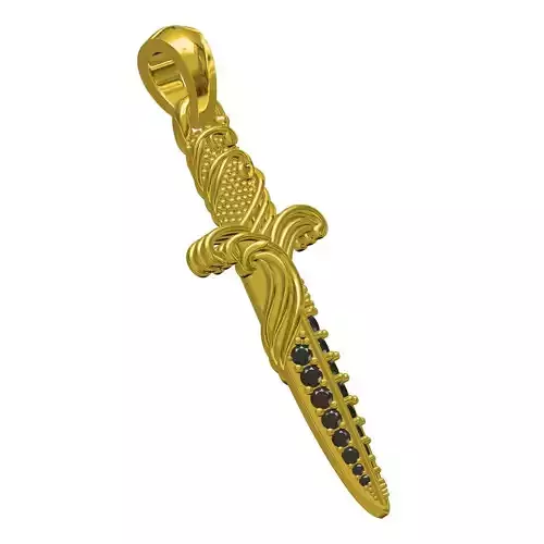 Black Diamond Dagger Knife Pendant
