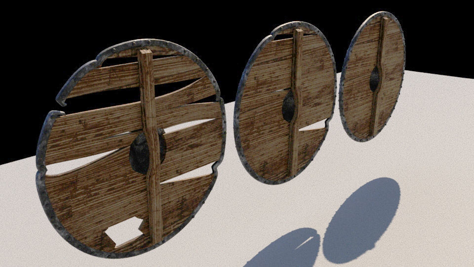 Shield with damage phases Low-poly 3D model_1