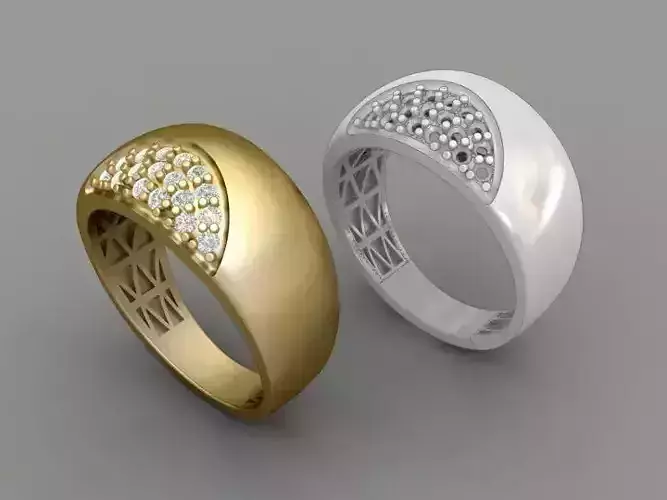 wide 3d  brilliant  gold ring