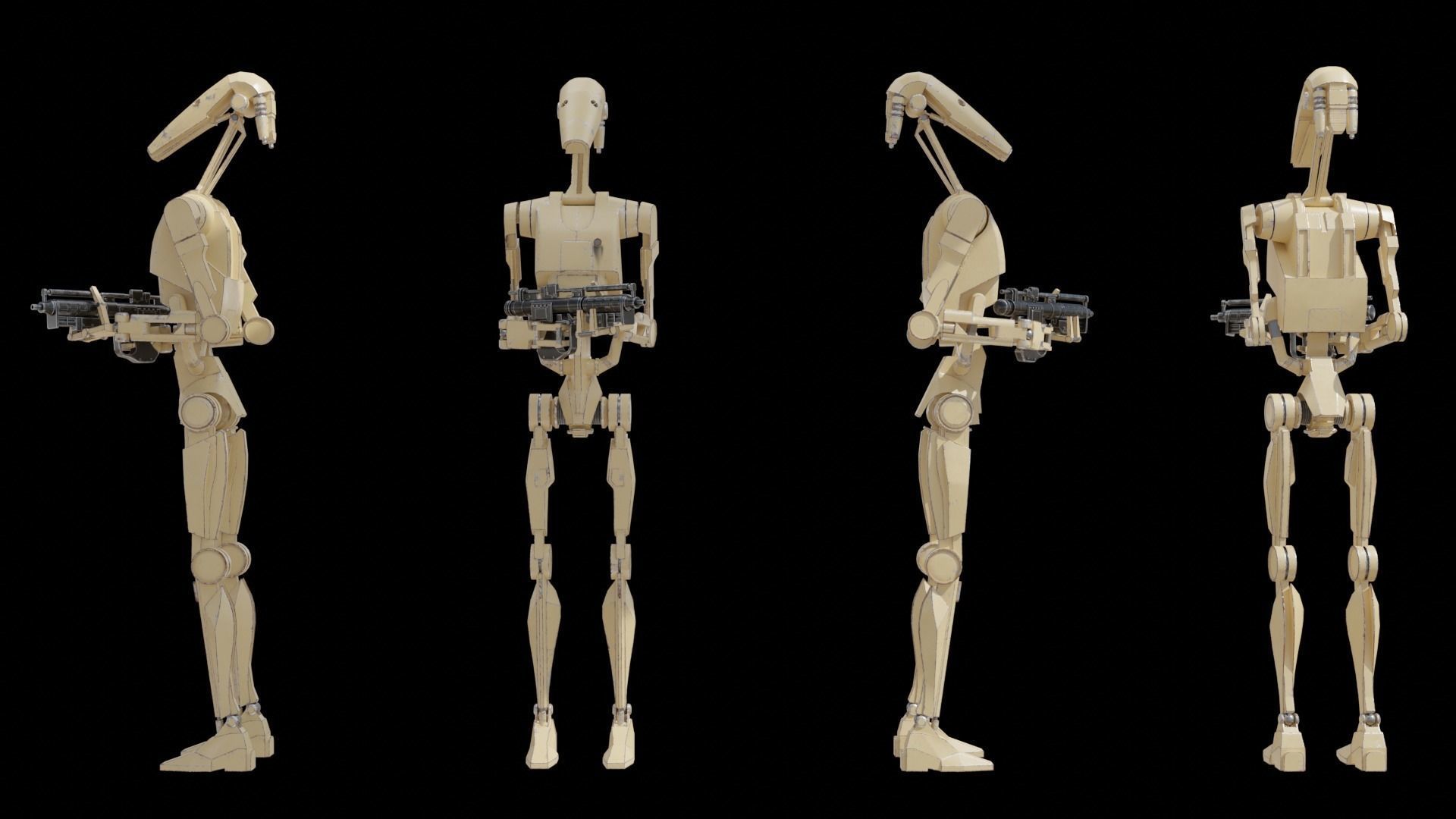 B1 Battle Droid Low-poly 3D model_13