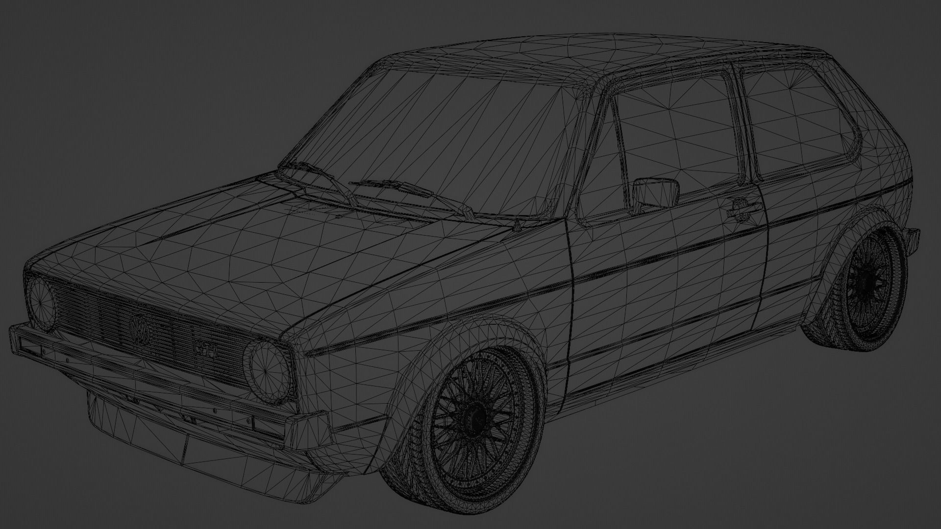 Volkswagen Golf GTI MK1 Low-poly 3D model_11