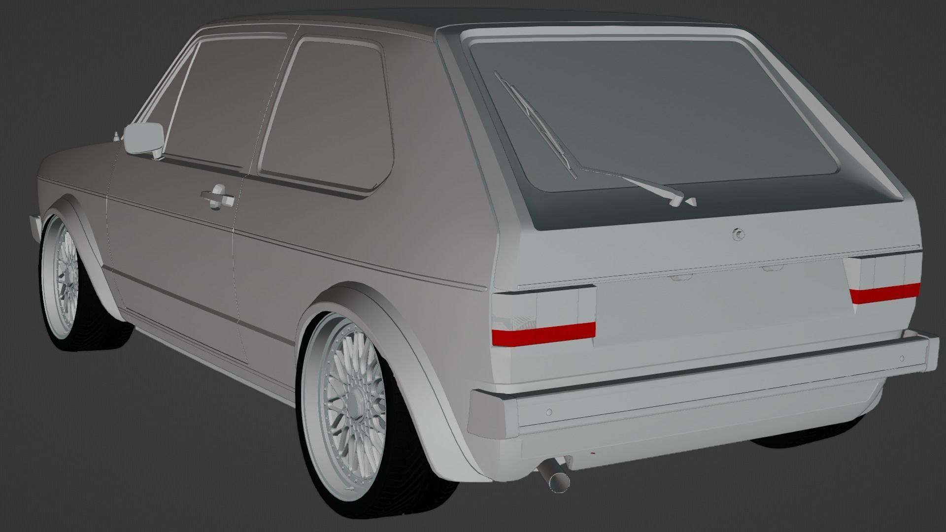 Volkswagen Golf GTI MK1 Low-poly 3D model_10
