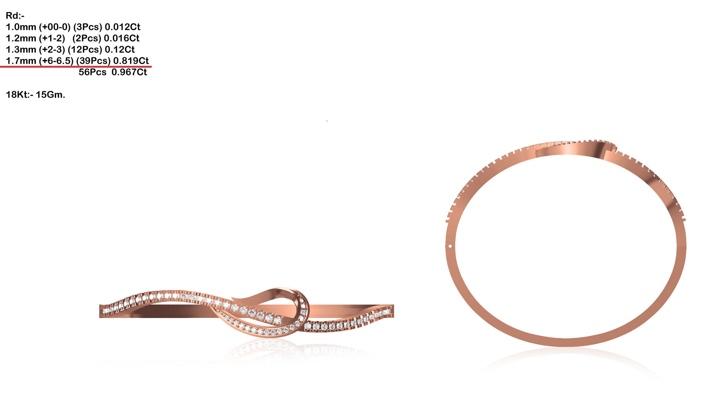 Women Bangle Bracelet STL JCD Details 3D print model_1