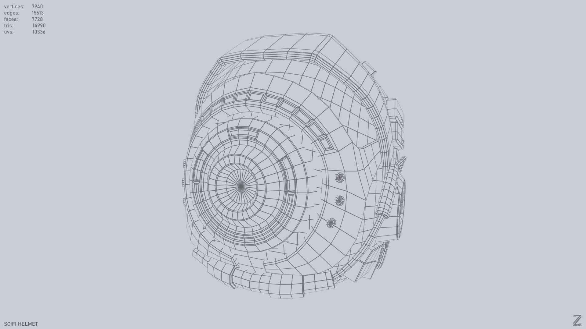 Scifi helmet Low-poly 3D model_13