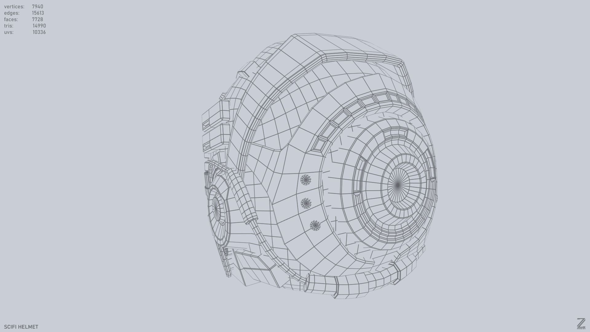 Scifi helmet Low-poly 3D model_12