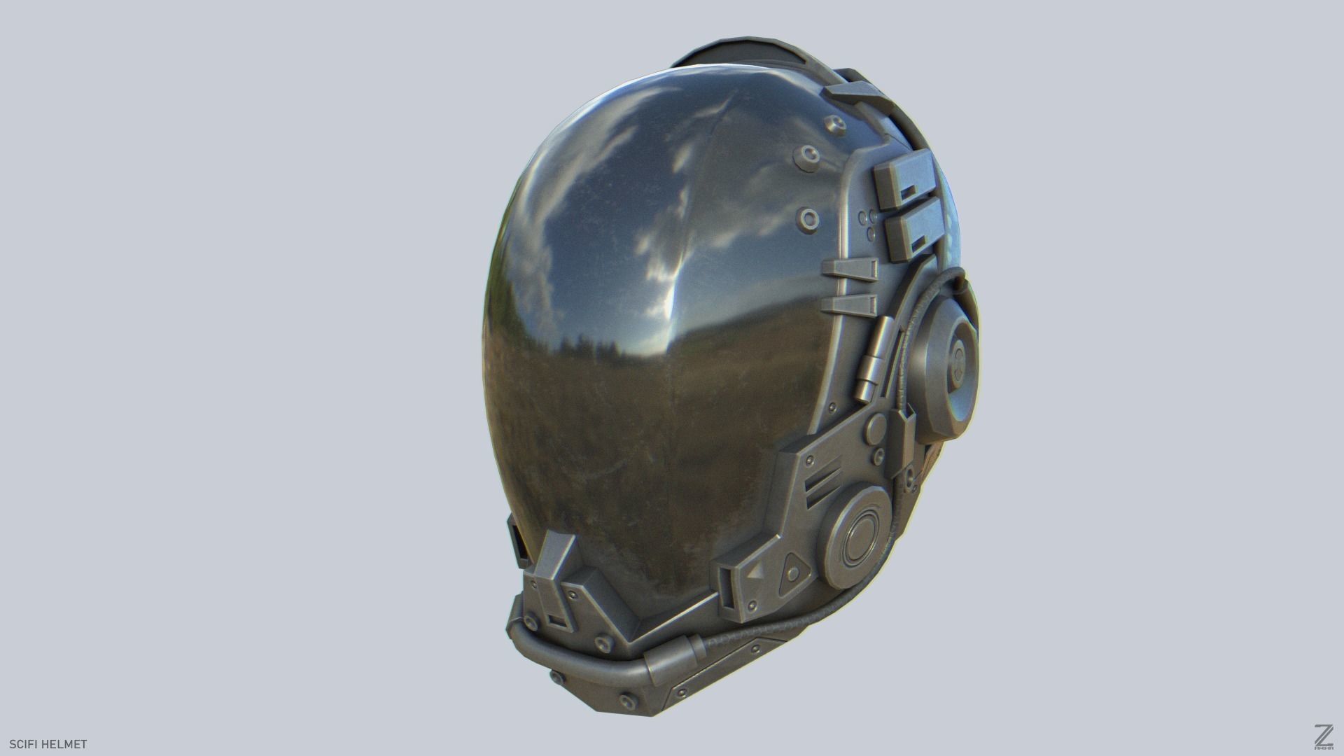 Scifi helmet Low-poly 3D model_5