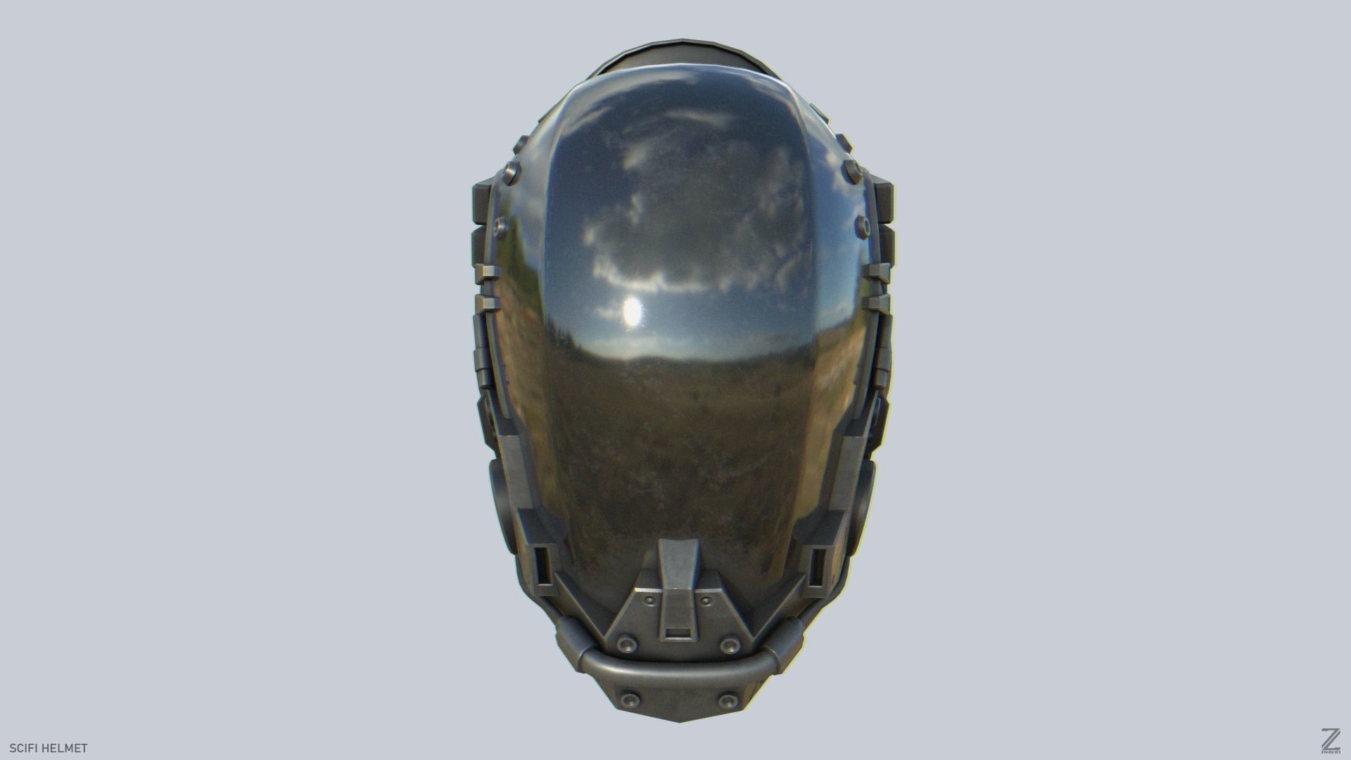 Scifi helmet Low-poly 3D model_4