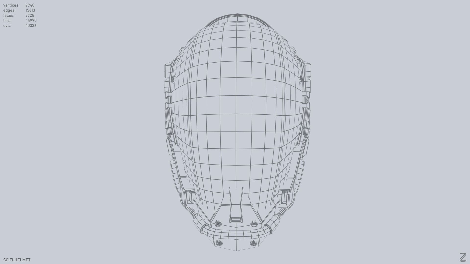 Scifi helmet Low-poly 3D model_10