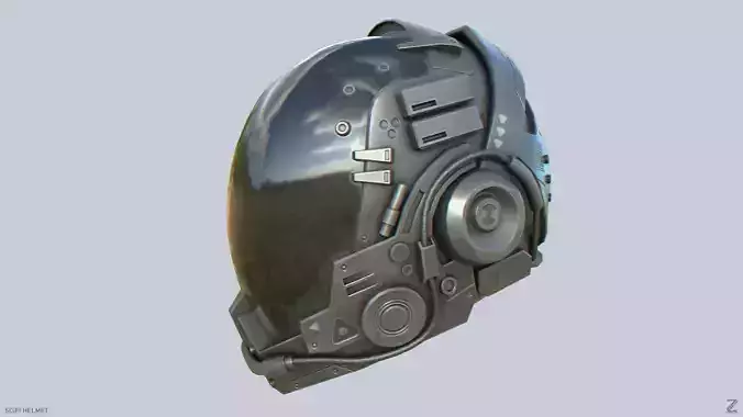 Scifi helmet Low-poly 3D model