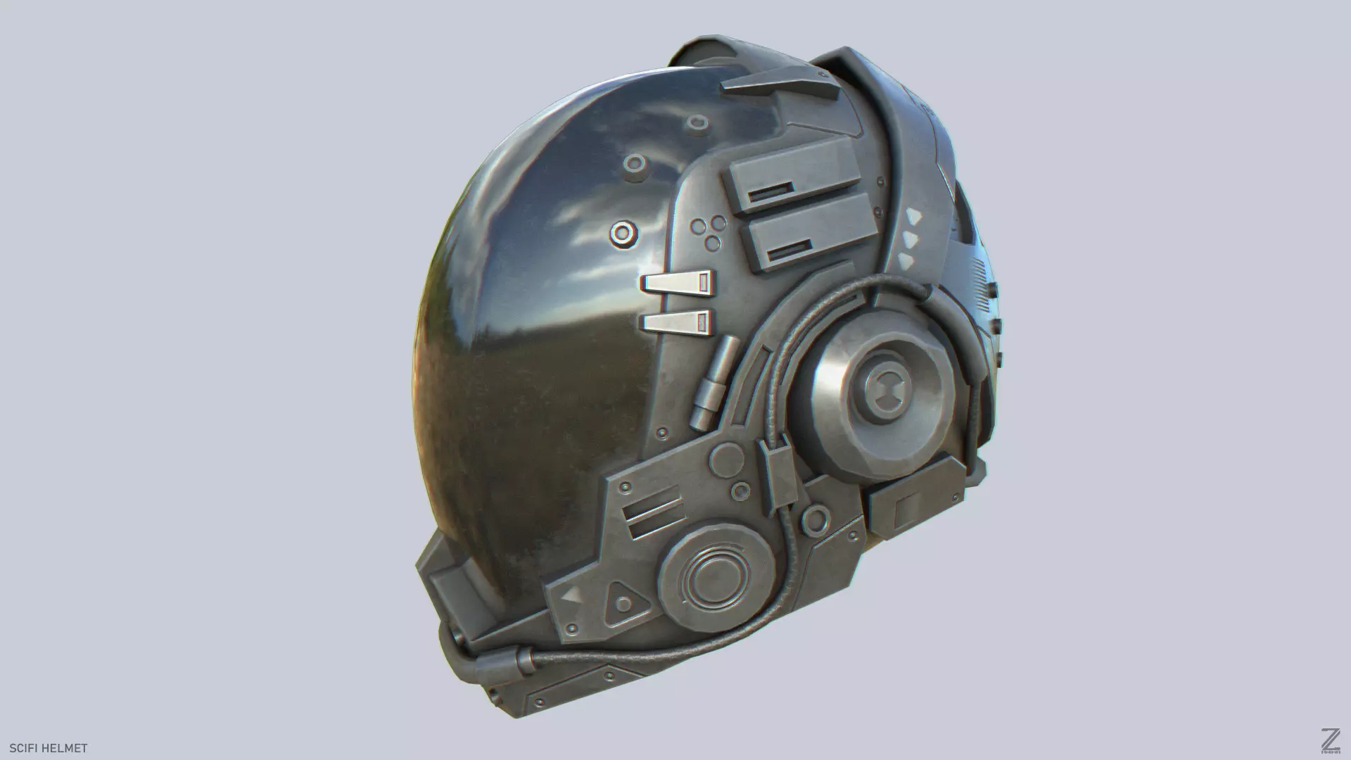 Scifi helmet Low-poly 3D model_0