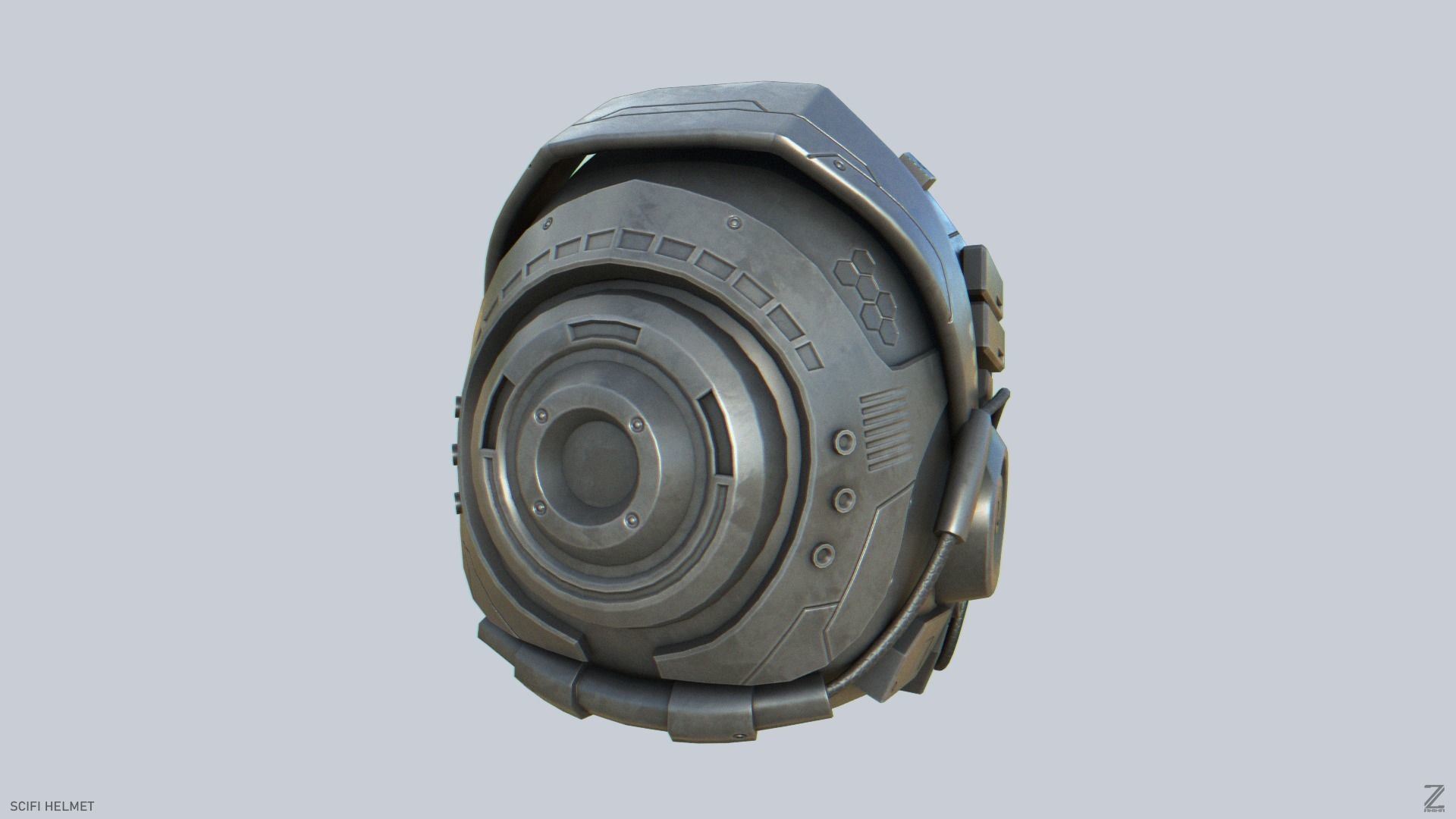 Scifi helmet Low-poly 3D model_8