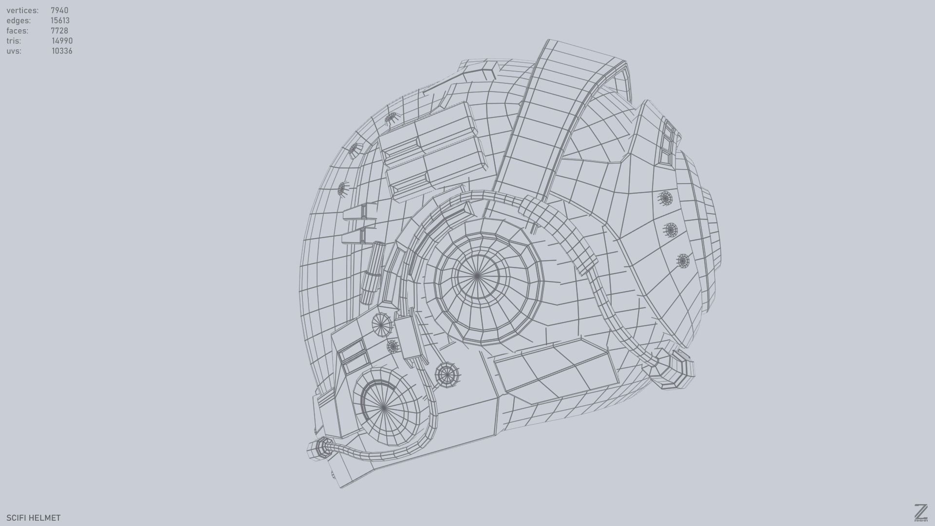 Scifi helmet Low-poly 3D model_11