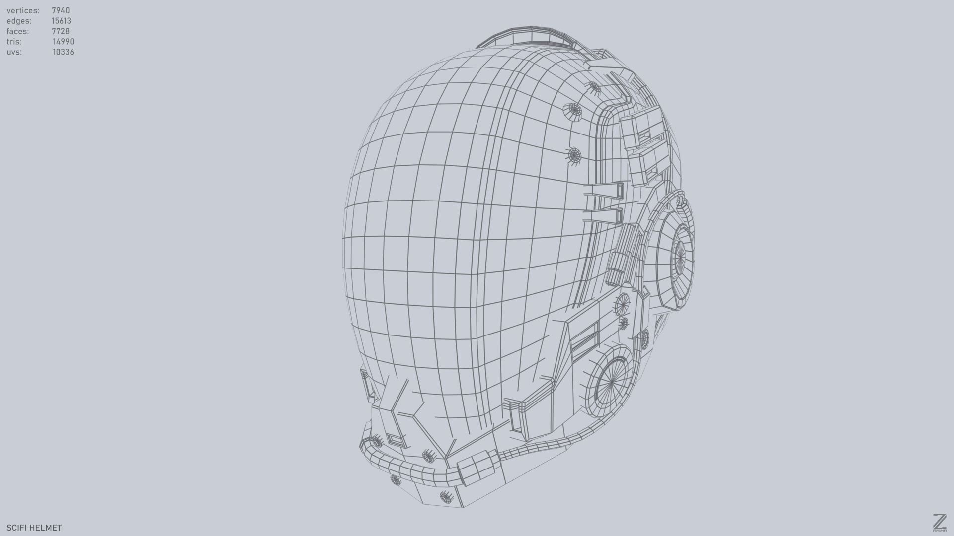 Scifi helmet Low-poly 3D model_9
