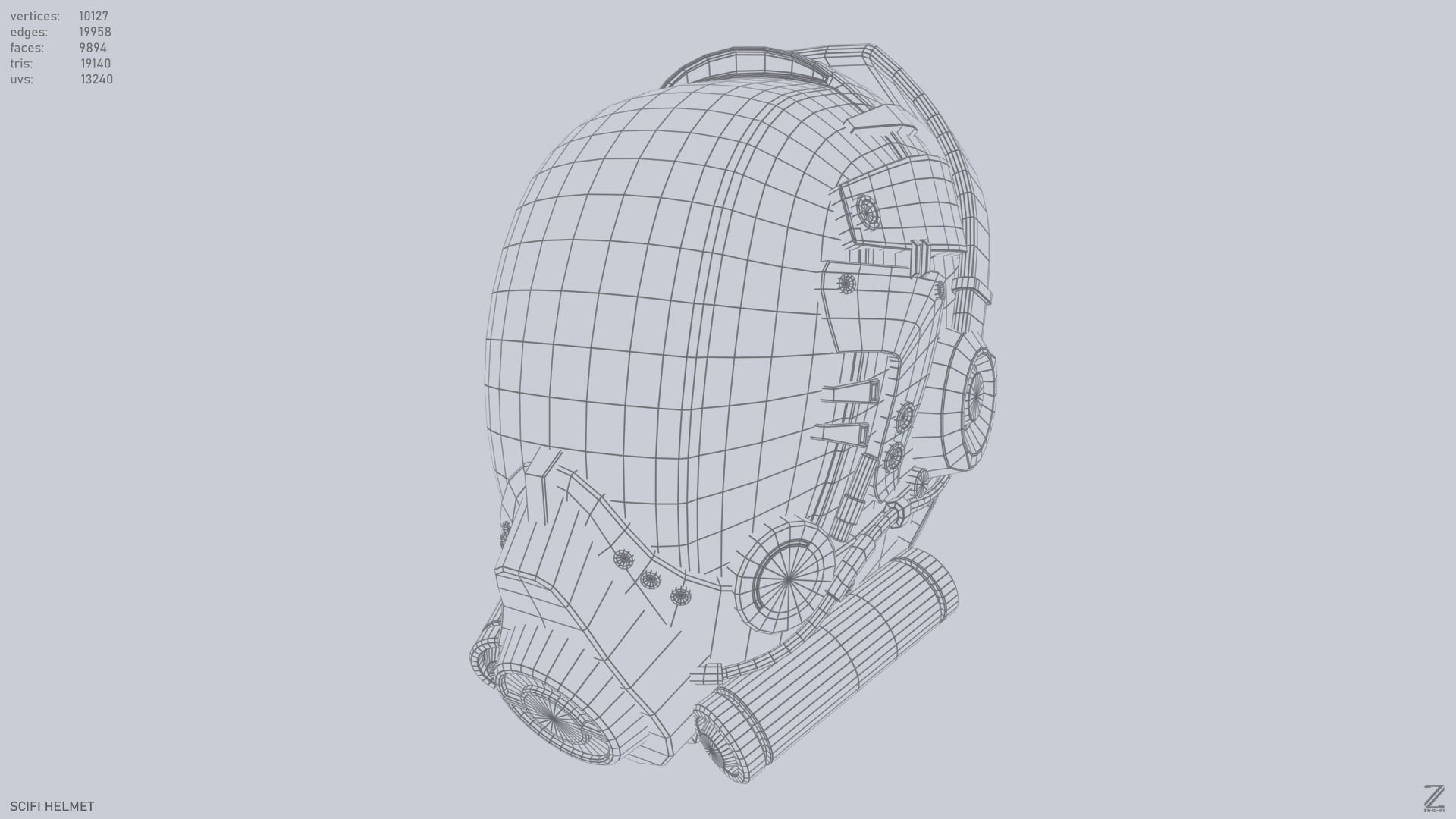 Scifi helmet Low-poly 3D model_3