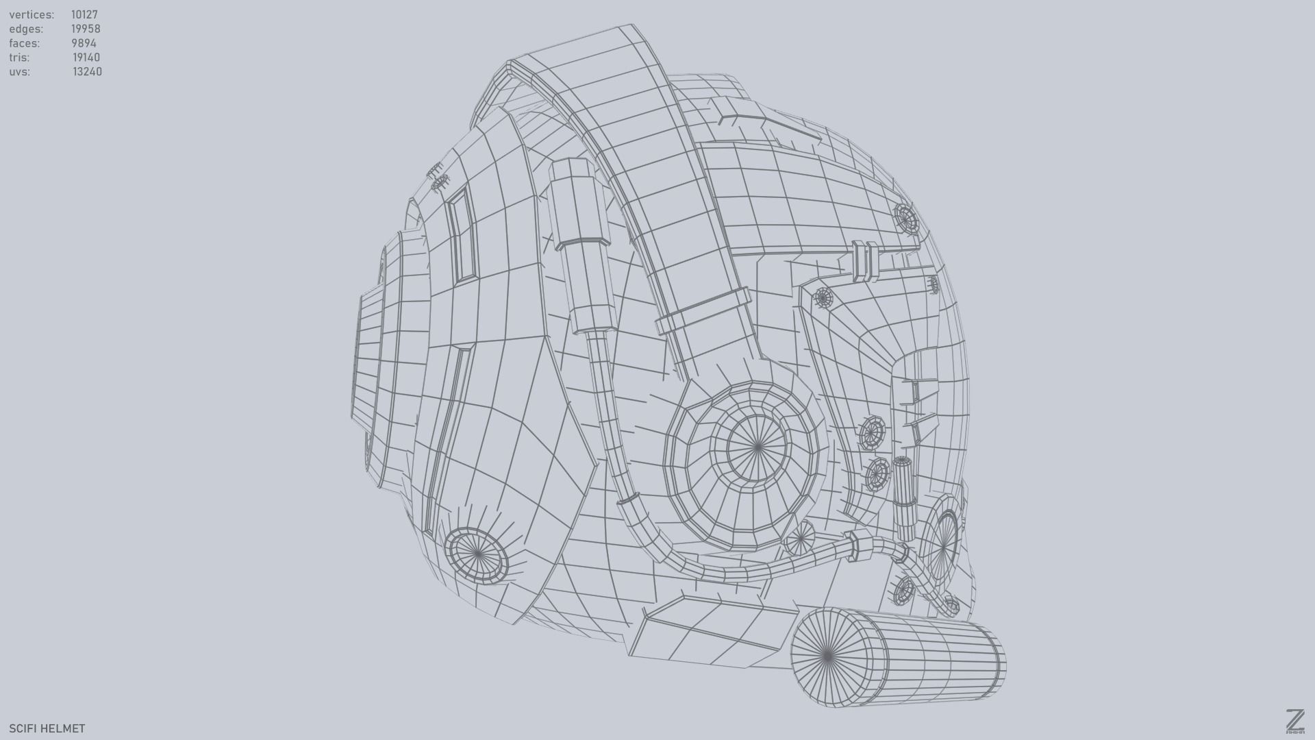 Scifi helmet Low-poly 3D model_14