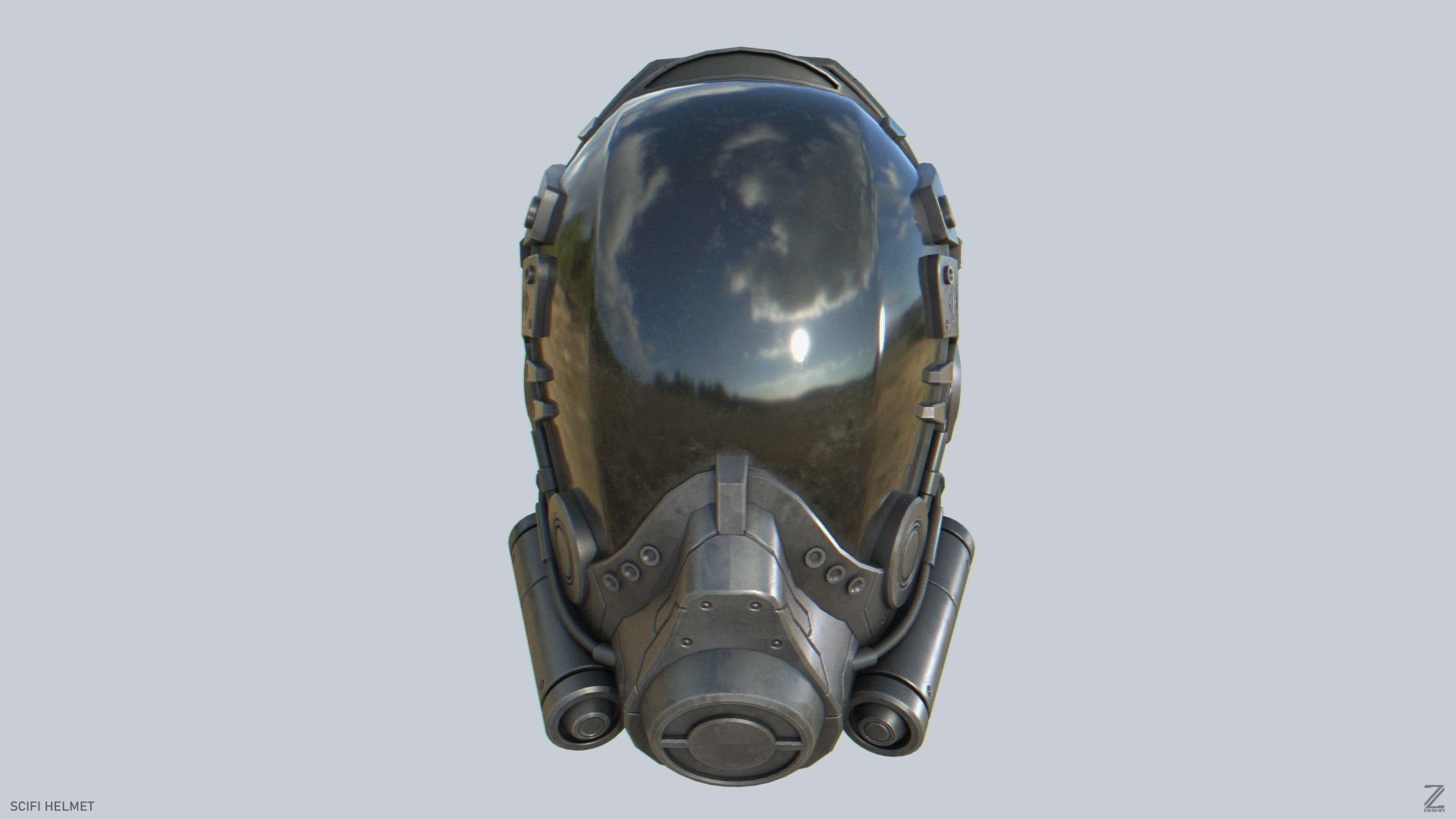 Scifi helmet Low-poly 3D model_4