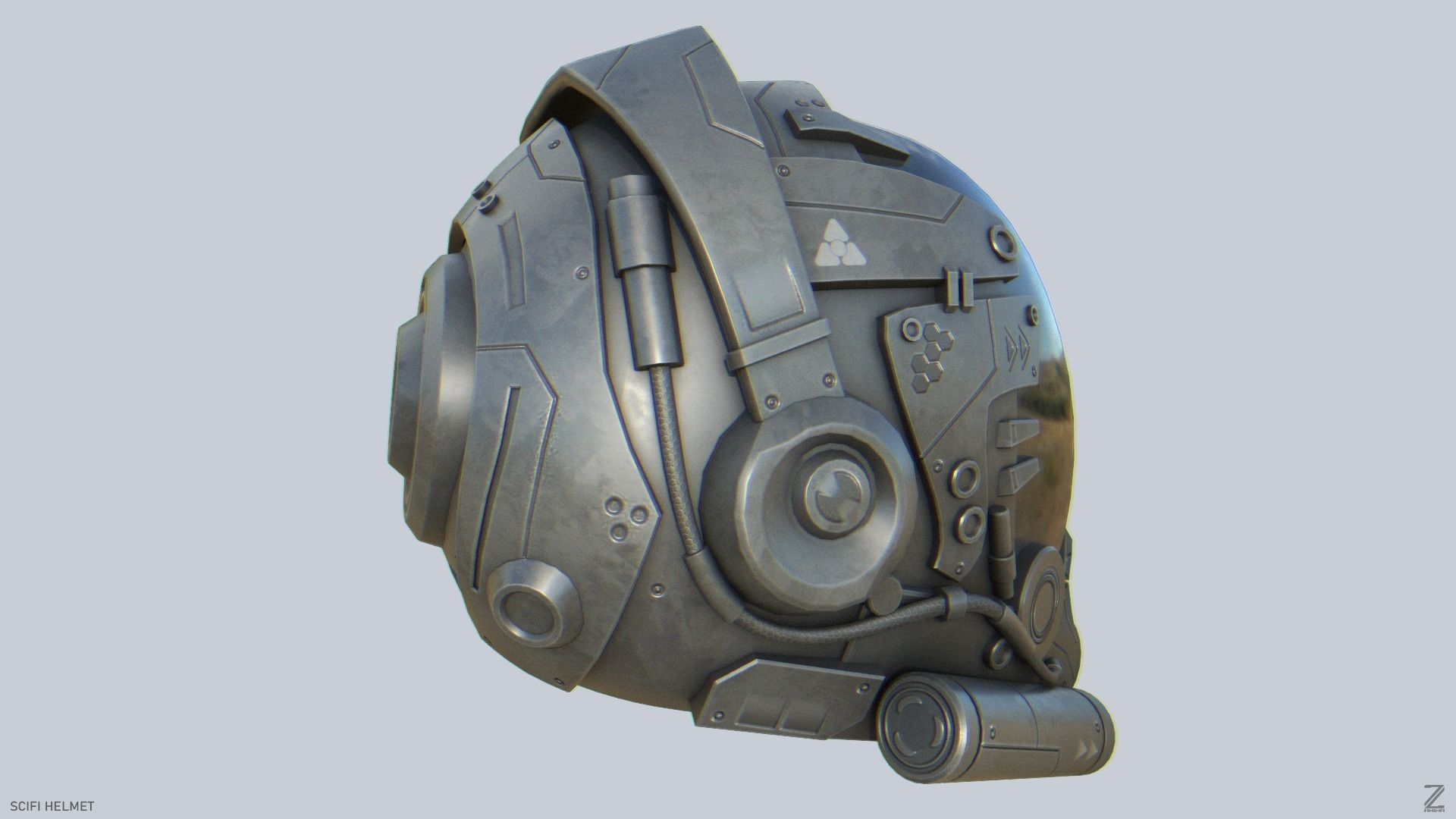 Scifi helmet Low-poly 3D model_8