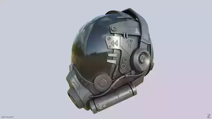 Scifi helmet Low-poly 3D model
