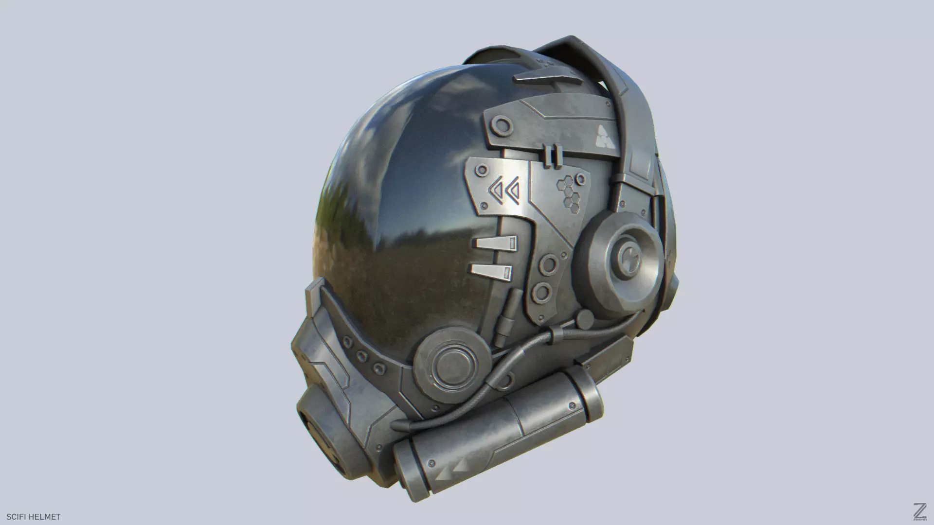 Scifi helmet Low-poly 3D model_0