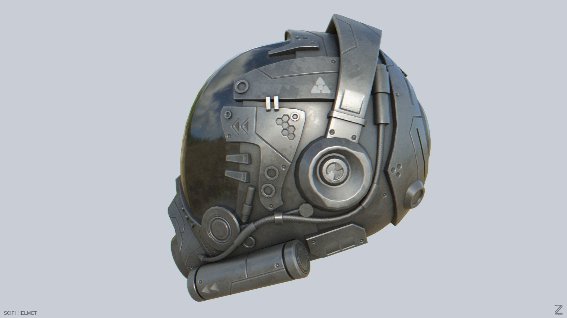 Scifi helmet Low-poly 3D model_1
