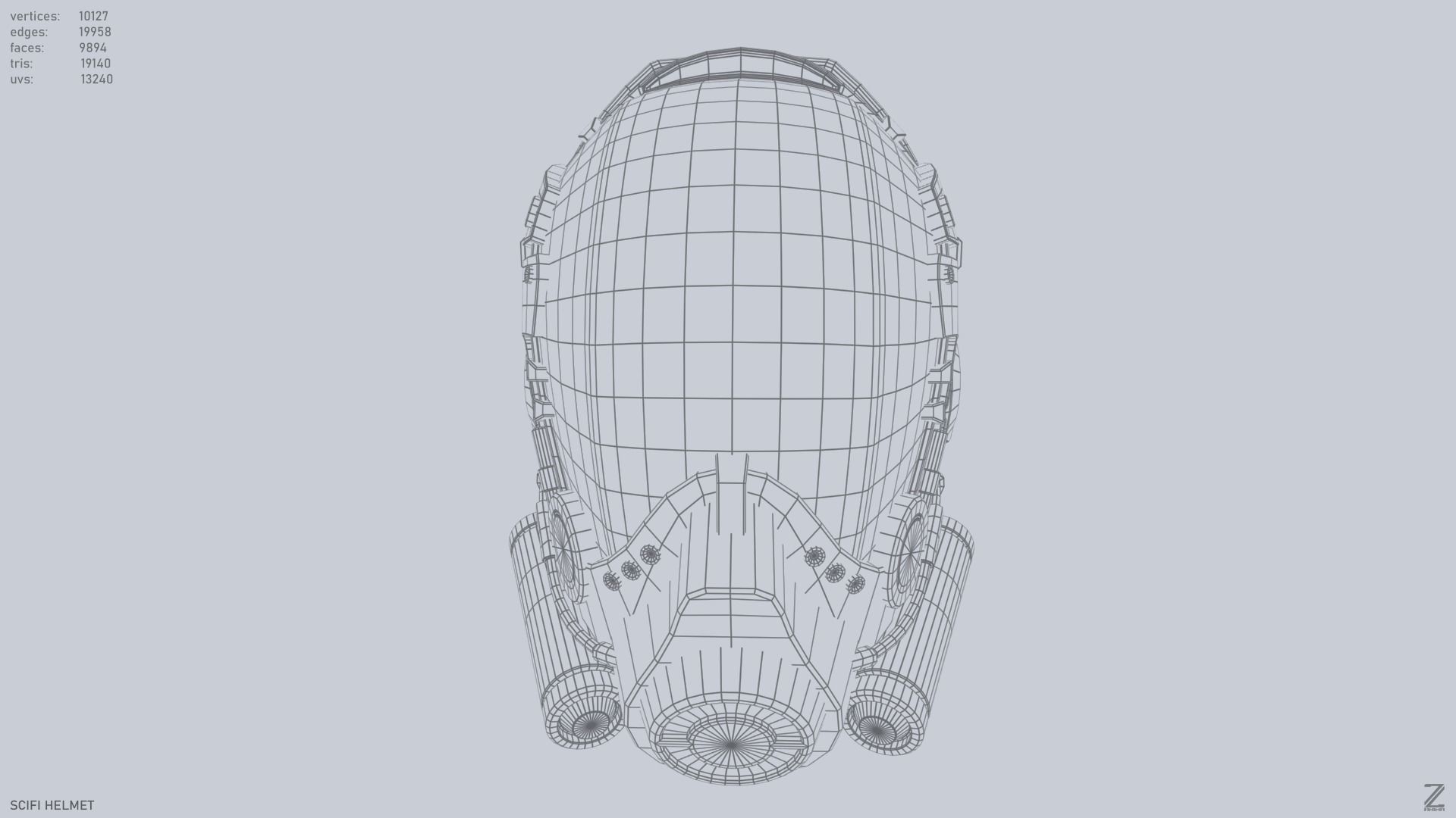 Scifi helmet Low-poly 3D model_9