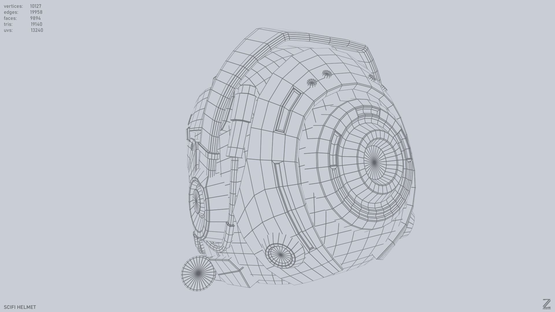 Scifi helmet Low-poly 3D model_13