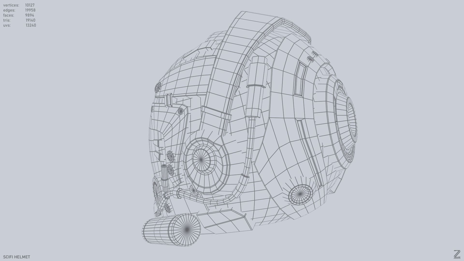 Scifi helmet Low-poly 3D model_12