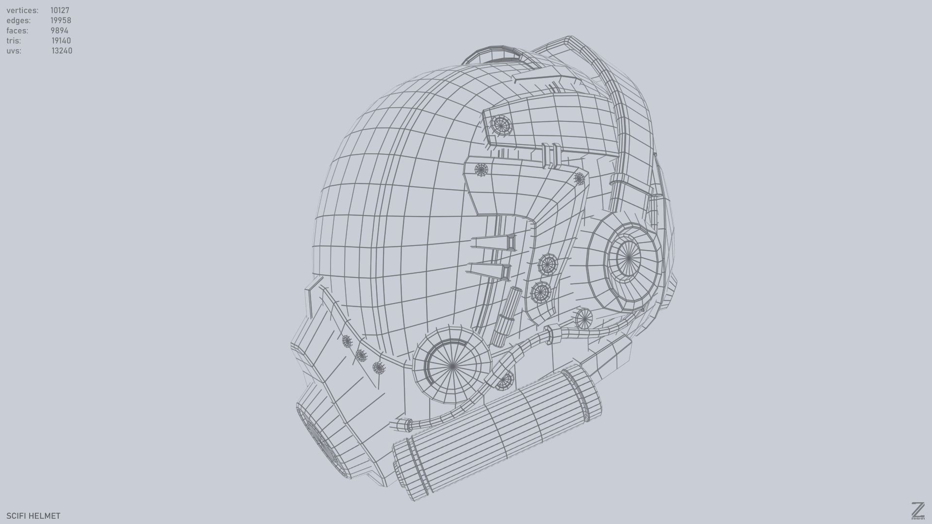 Scifi helmet Low-poly 3D model_10