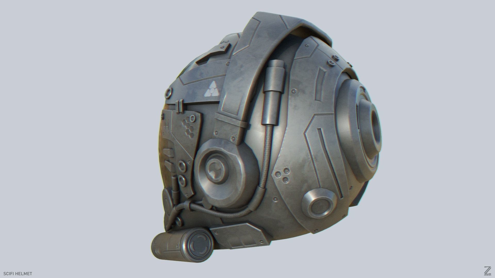 Scifi helmet Low-poly 3D model_6