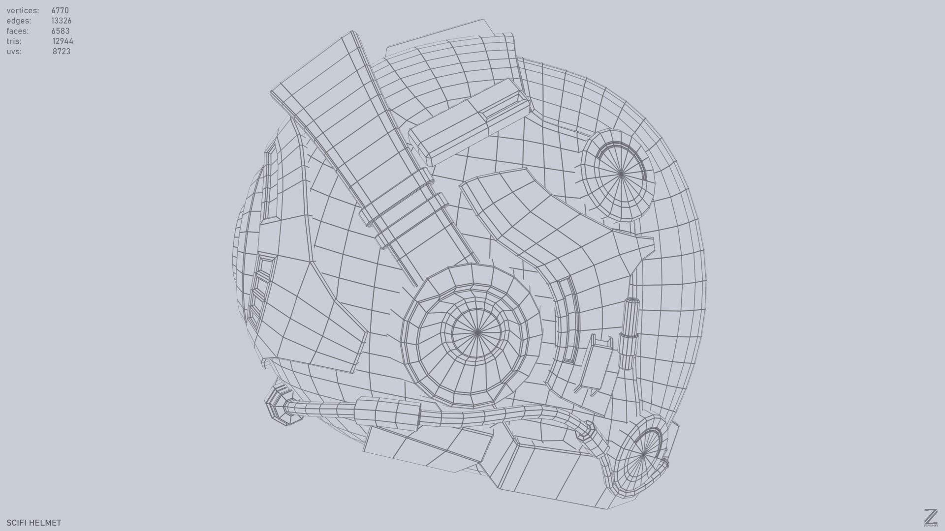 Scifi helmet Low-poly 3D model_14