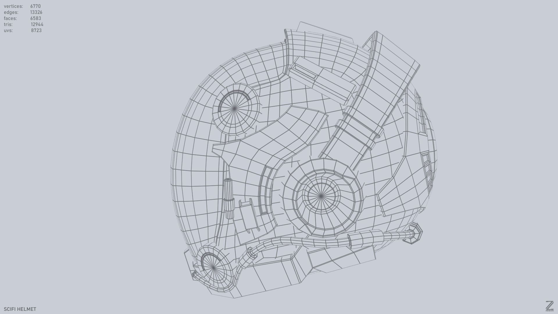 Scifi helmet Low-poly 3D model_3
