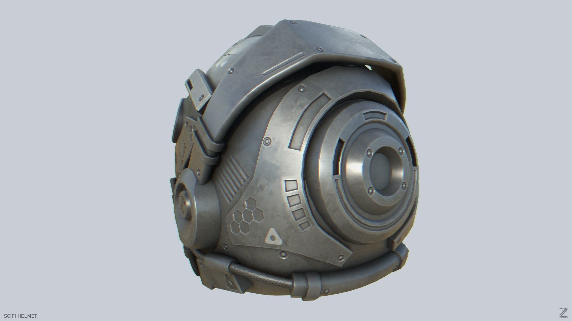 Scifi helmet Low-poly 3D model_6