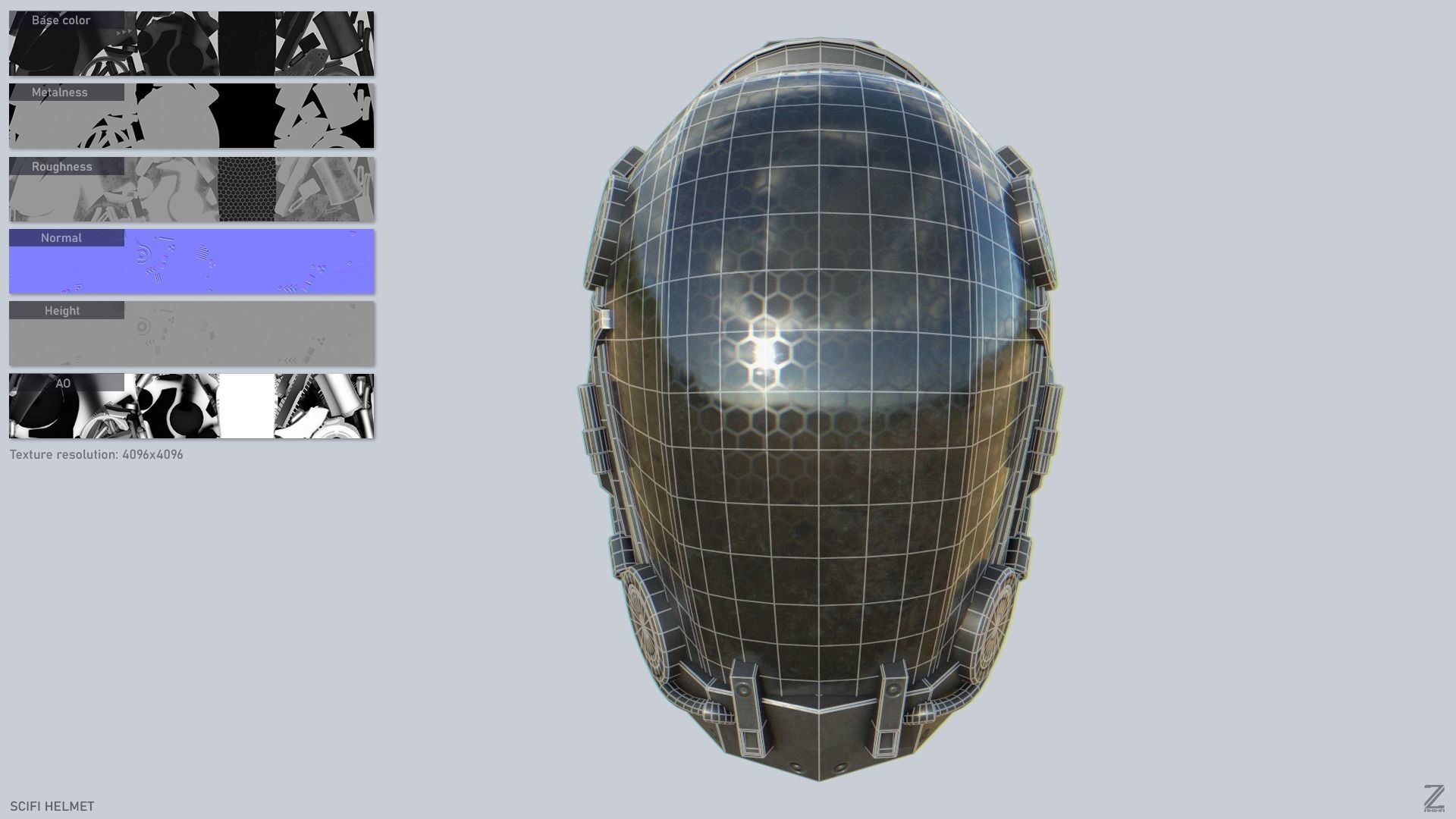 Scifi helmet Low-poly 3D model_2