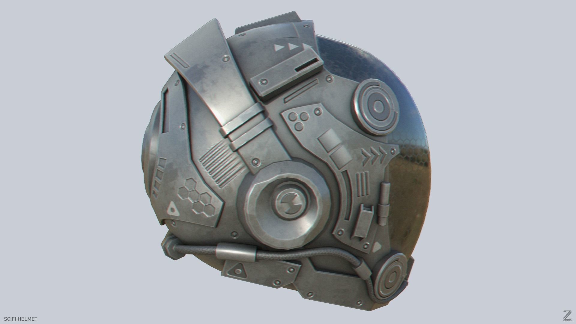 Scifi helmet Low-poly 3D model_8