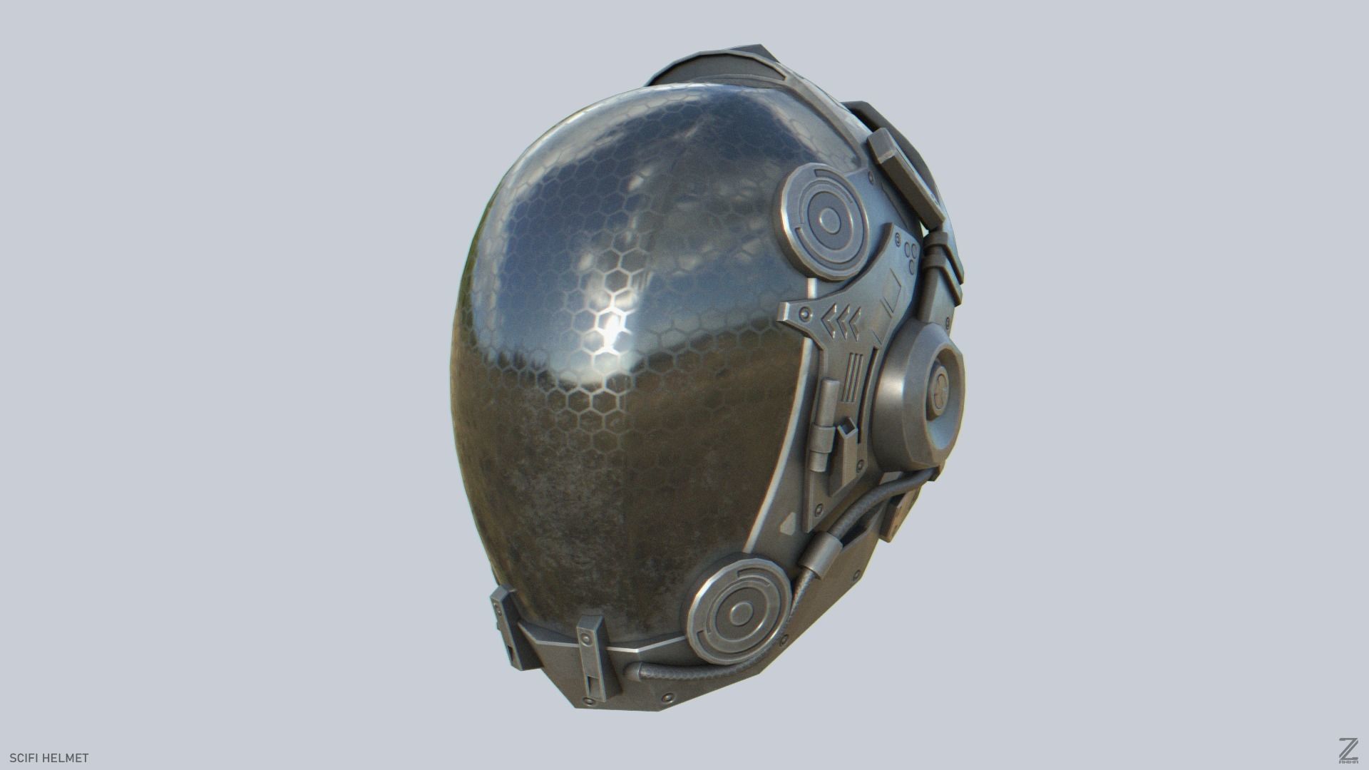 Scifi helmet Low-poly 3D model_5