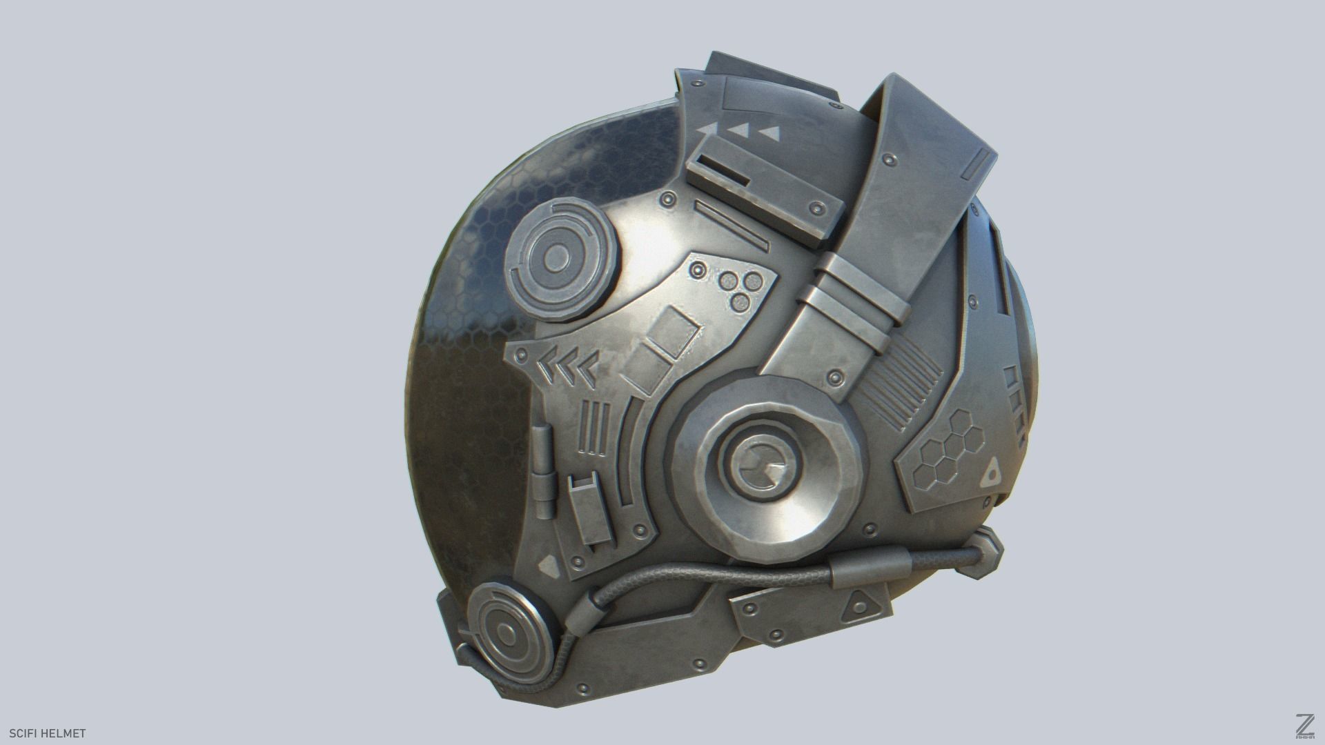 Scifi helmet Low-poly 3D model_1