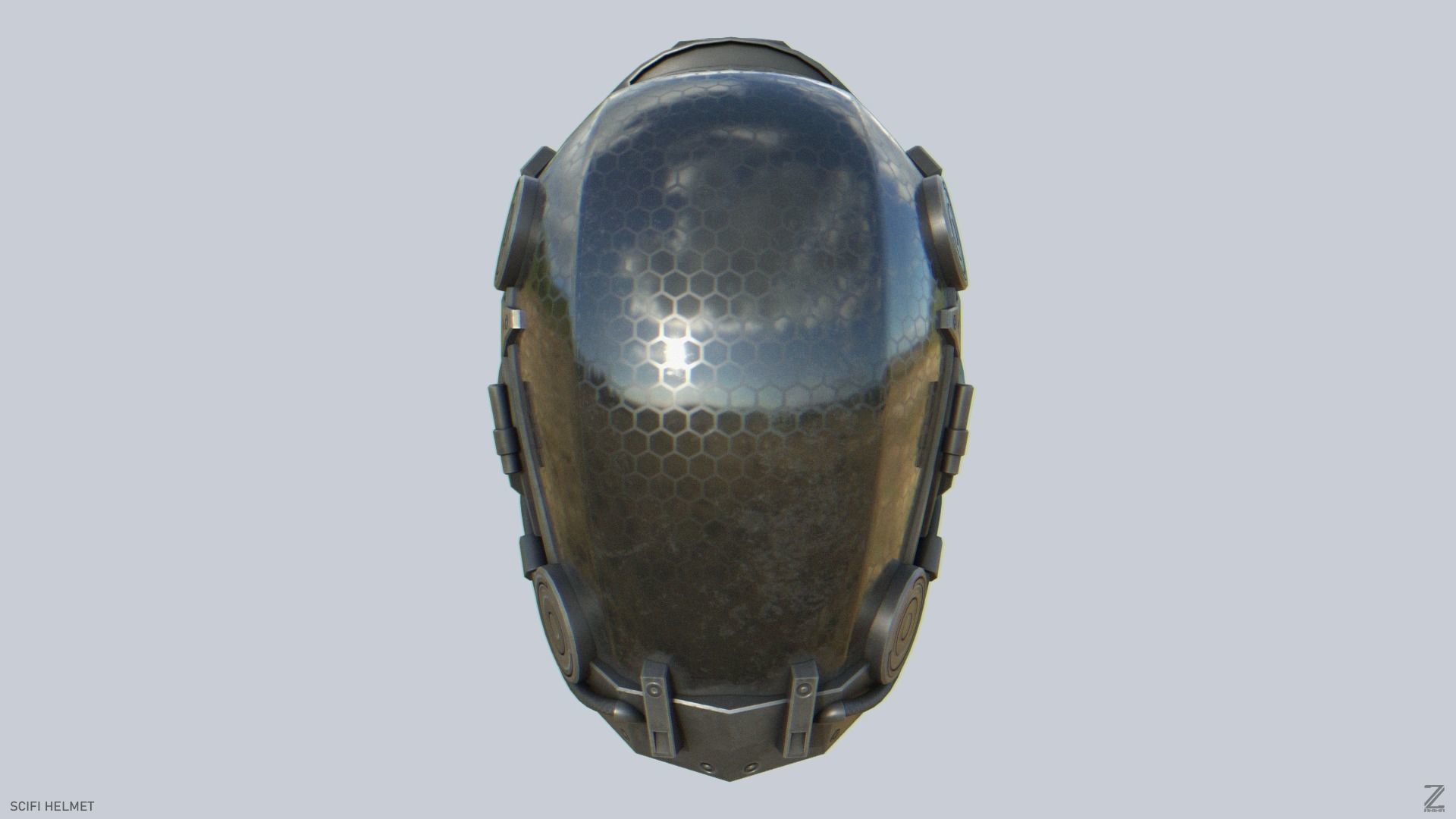 Scifi helmet Low-poly 3D model_4