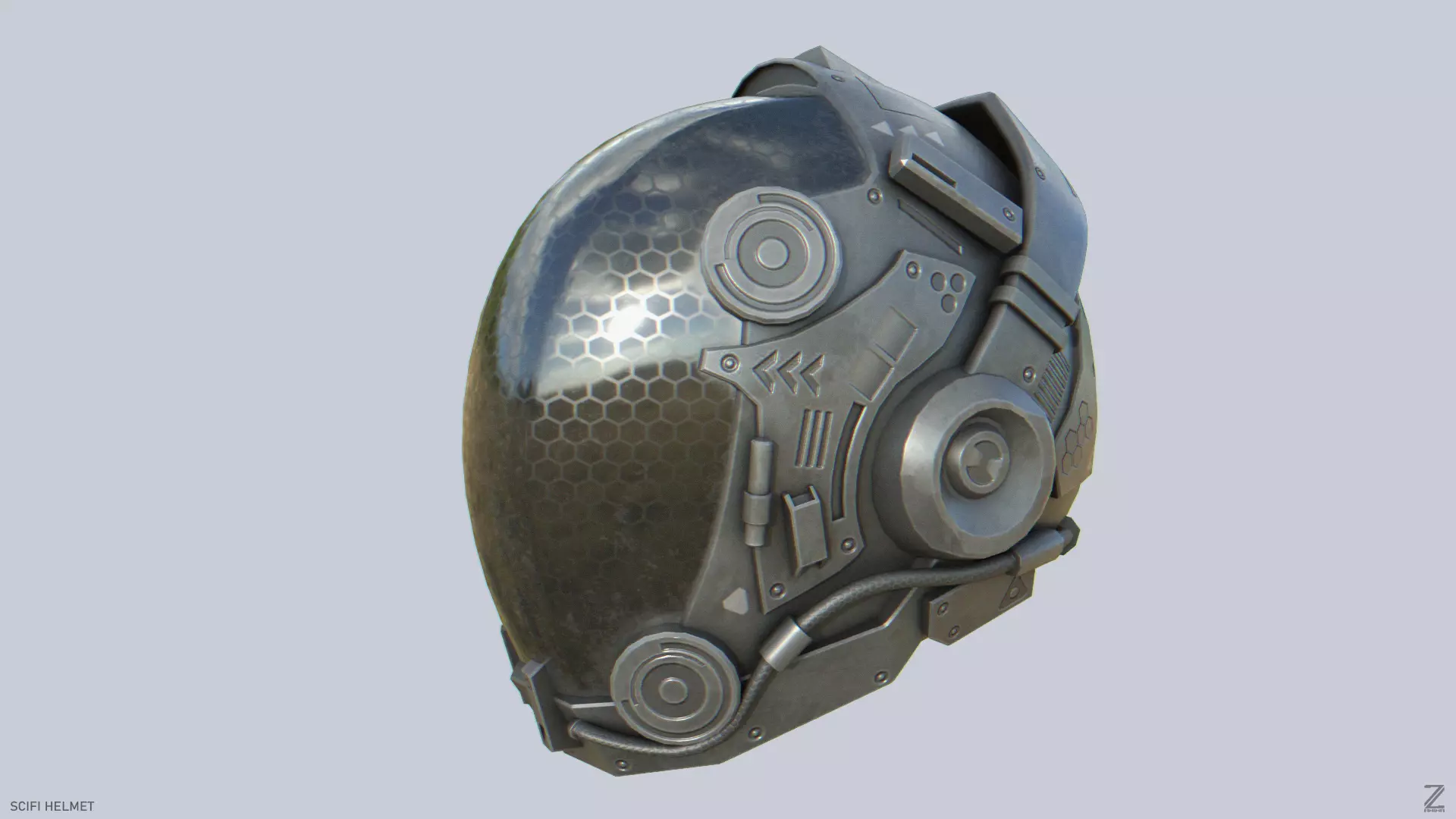 Scifi helmet Low-poly 3D model_0