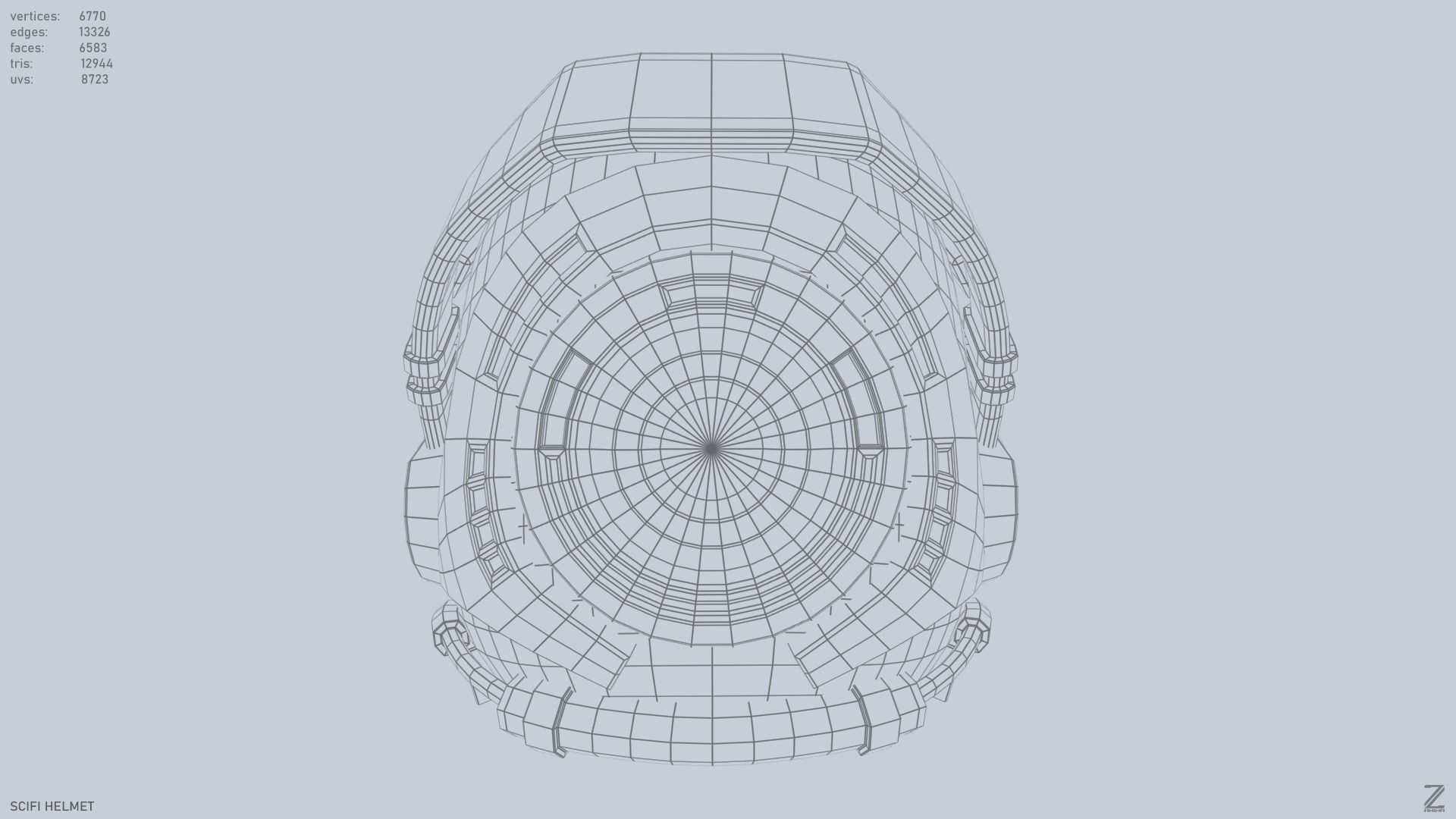 Scifi helmet Low-poly 3D model_13
